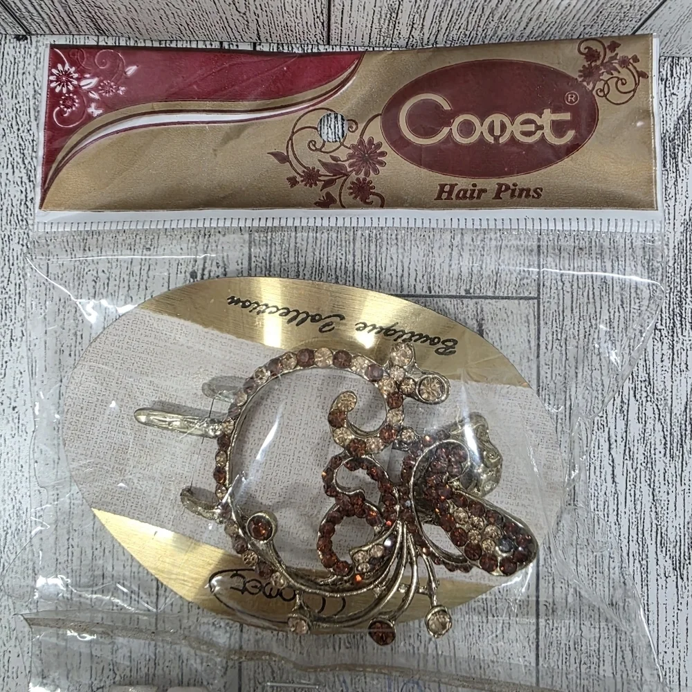 Gold and Brown Hair Pin